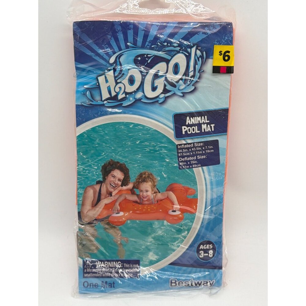 H2O GO! Animal Pool Mat For Kids Ages 3-8 Inflatable 34.5"x43.5"x7.1" Deflated 4